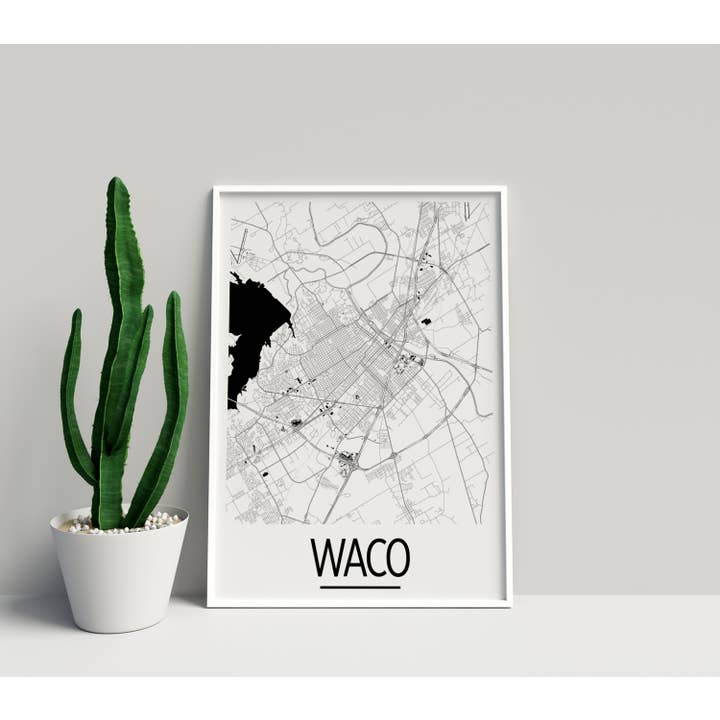 11" x 14" Waco Map Print - Art Deco Style for wholesale by ILIKEMAPS