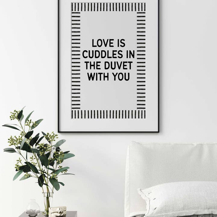 D'LUXE PRINTS - Wholesale Art Print - Love Is Cuddles in the Duvet Print1