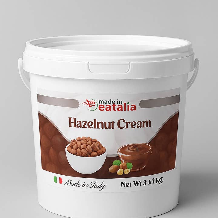 Made in Eatalia Hazelnut Cream 20% (3 kg bucket) 6.6lb for wholesale by Made in eatalia