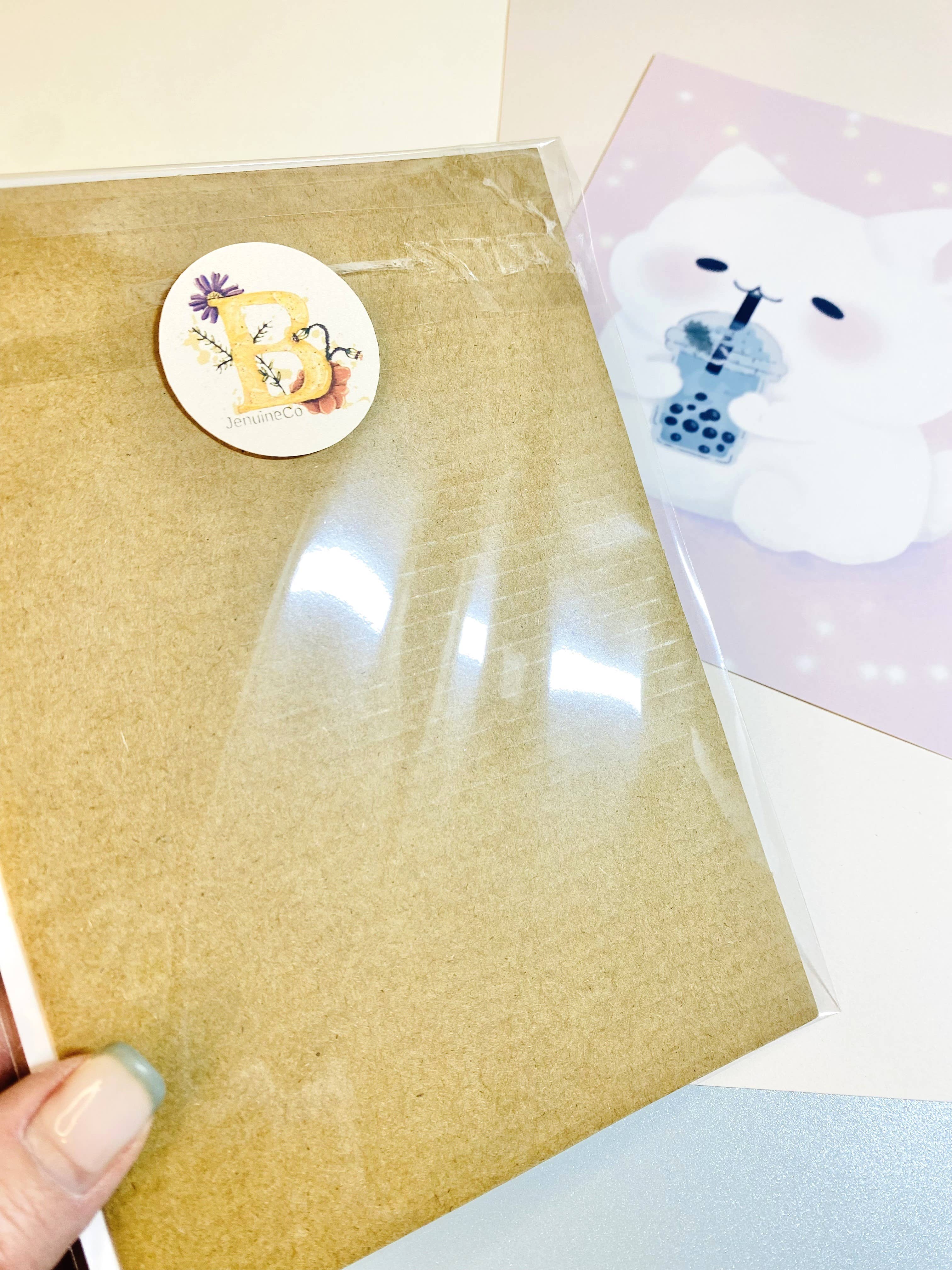 bJenuineCo - Vente Affiche d'art - Impression artistique de chat kawaii mignon et de boba vert6