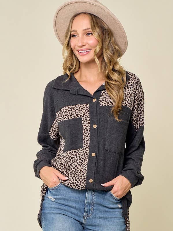 Shacket MST3601-Leopard Colorblock per la vendita all'ingrosso da parte di Moonshot Clothing