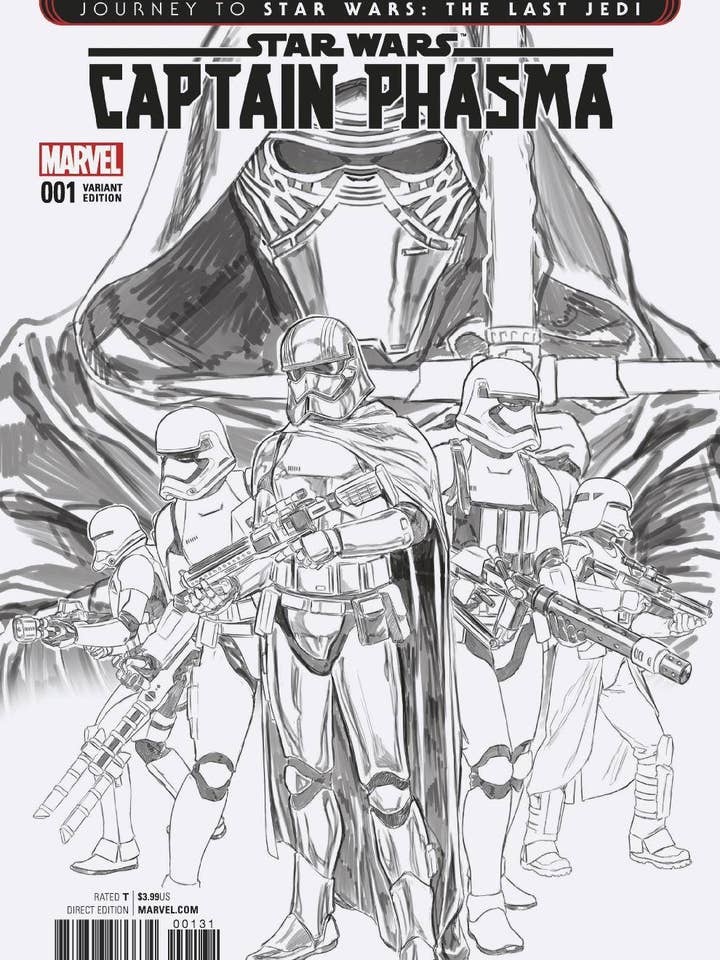 JOURNEY TO STAR WARS The Last Jedi Captain Phasma #1 Brooks 1:200 B&W VAR (09/06/2027) for wholesale by Unknown Comics