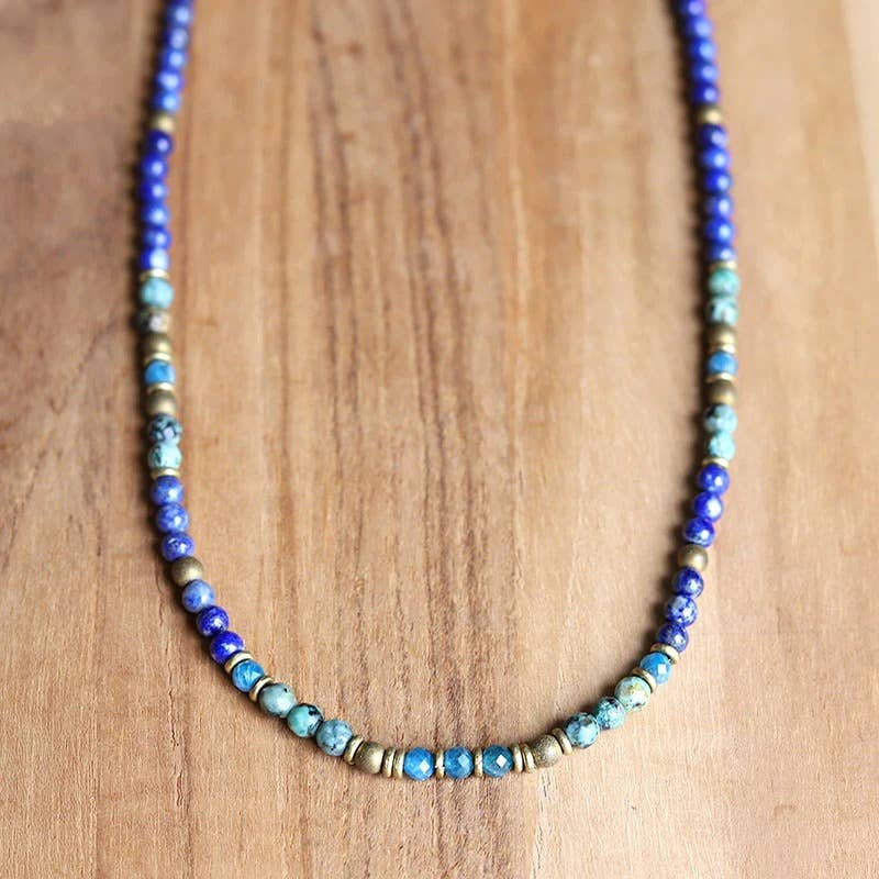 REMOVED BRAND - Wholesale Beaded/Pearl Necklace - Lapis Lazuli and African Turquoise Delicate Necklace0