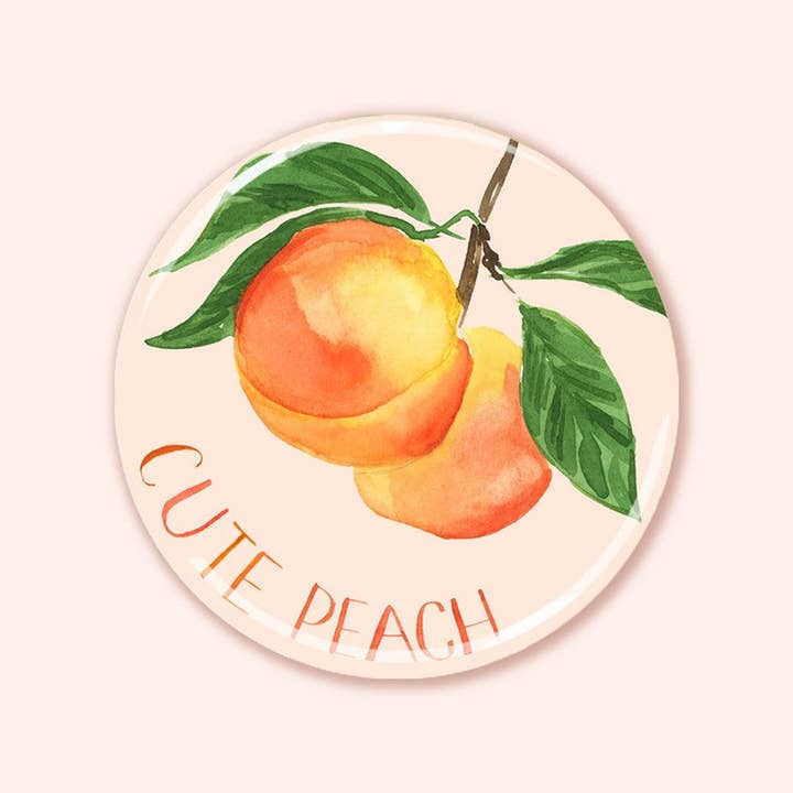 Cute Peach 3" Fridge Magnet for wholesale by Almeida Illustrations