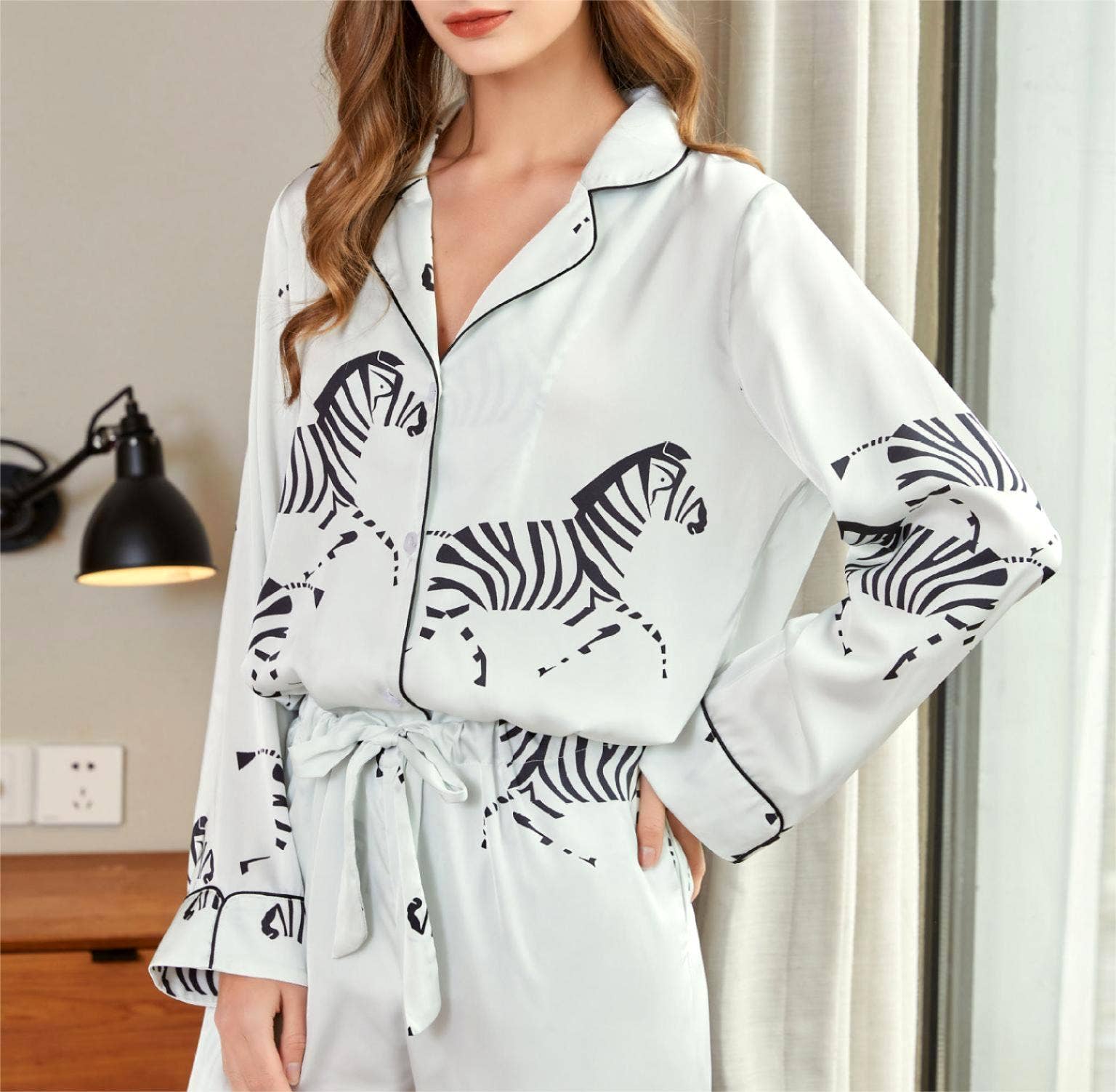 GLOBAL Women's 100% Cotton Pajama Set|Long-Sleeved with Pants PJs |Button  Down Front Top&Drawstring Waist Bottom Nightwear