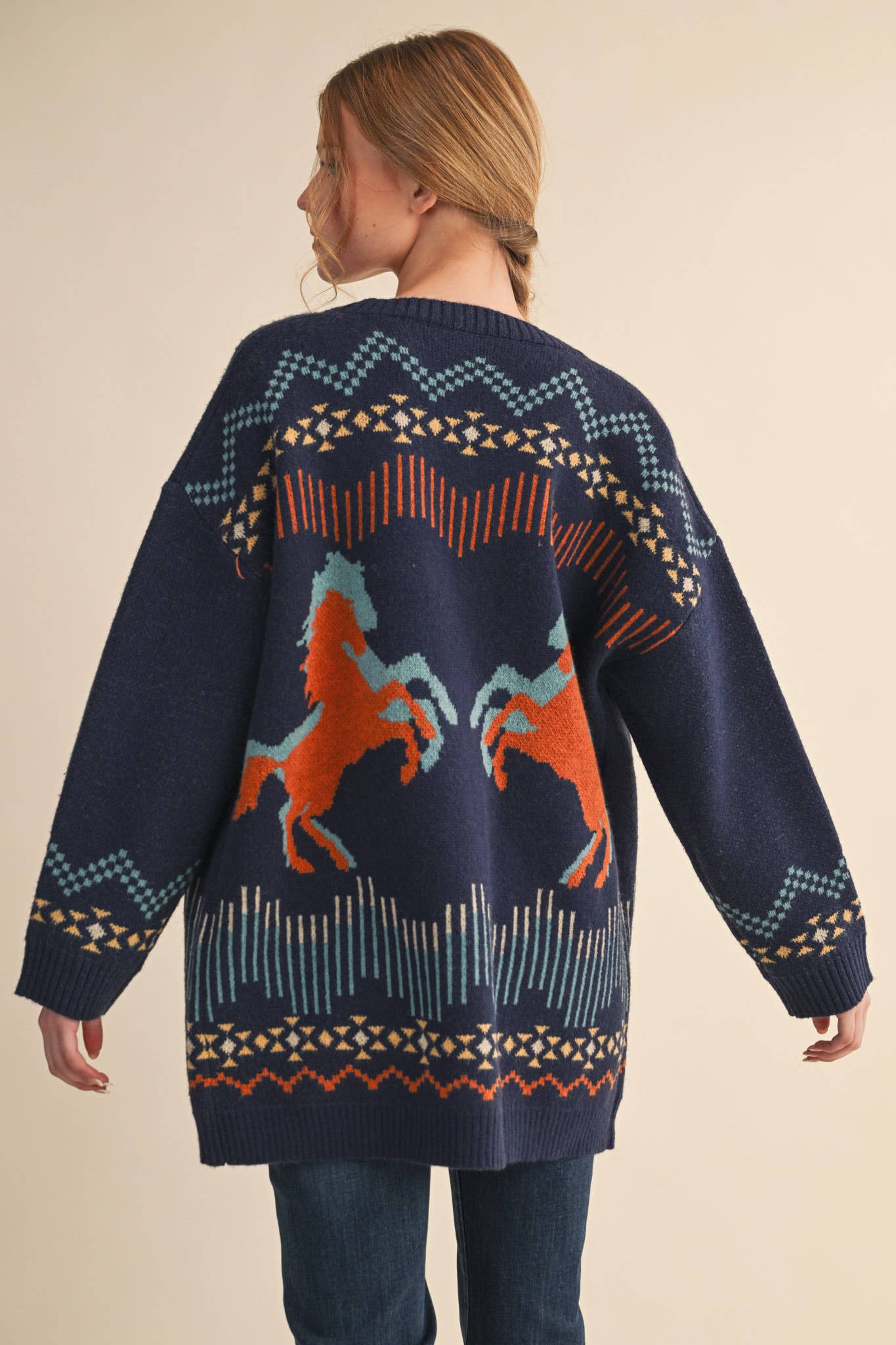 &MERCI - Wholesale Cardigan - Women's - WESTERN MOTIF SWEATER CARDIGAN MSW1113535