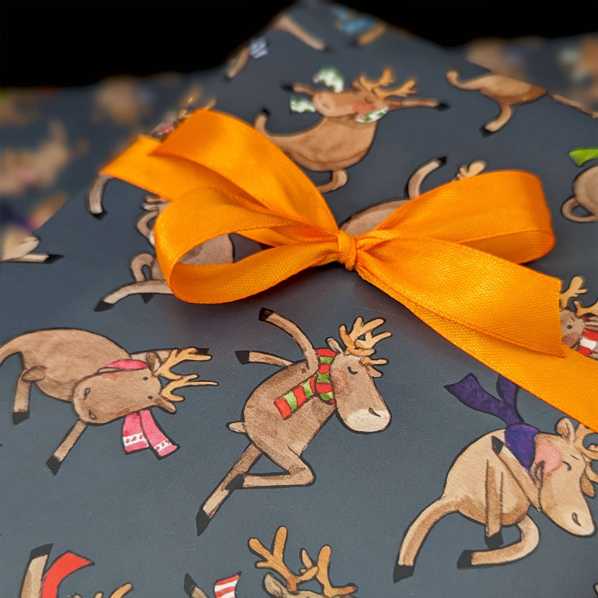 Hes Designs - Wholesale Flat Wrap - Christmas dancing Reindeer gift wrap, Quirky wrapping paper6
