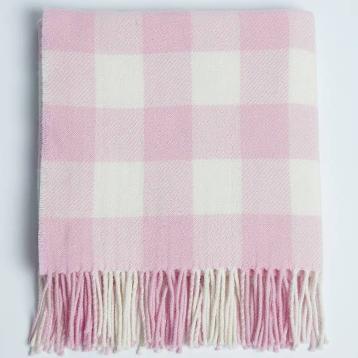 Foxford Rosa Rutig Babyfilt i Lammull för wholesale av FOXFORD