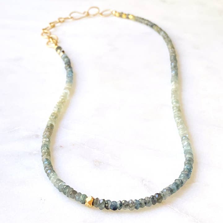 Headwaters Necklace Moss Aquamarine for wholesale by Alexia Viola Napa Valley
