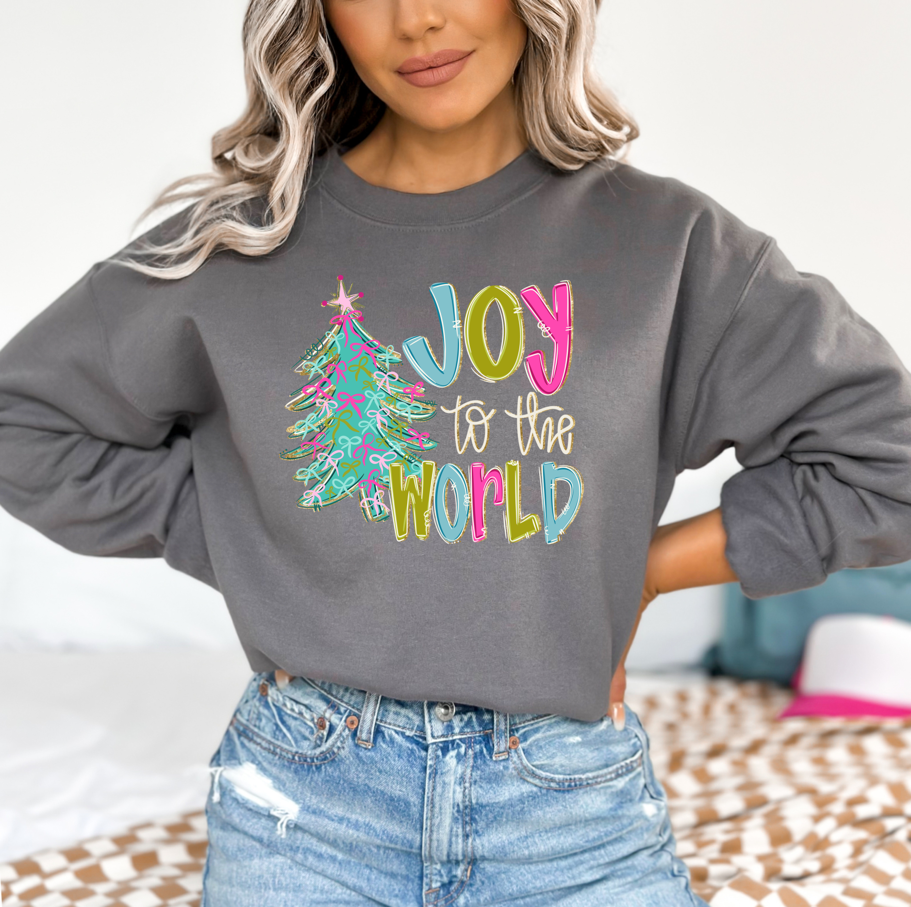 Simply You Customs - Vente Sweat-shirt à imprimés – femme - Joie au Monde - Sweatshirt Arbre à Nœud0