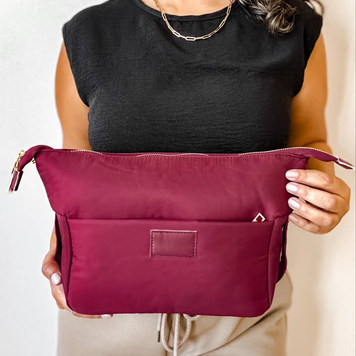 Mugsby - Wholesale Makeup/Cosmetic Bag - Maroon Cosmetic Bum Bag, Cosmetic Pouch, Makeup, Travel