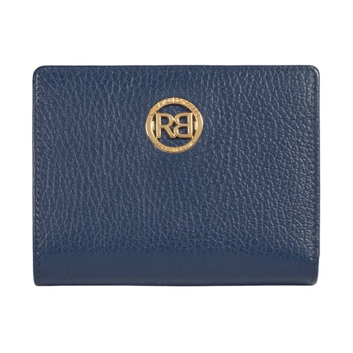 RB1080GD | Damenbrieftaschen Made in Italy aus echtem Dollaro-Leder. Farbe Blau. Abmessungen (geschlossen): cm 13 x 9 x 2,5 für den Großhandel von Kaili mood / RENATO BORZATTA - Italy since 1978 -