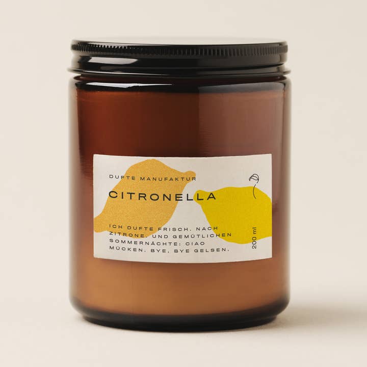 Candela alla citronella con base in vetro riciclato per la vendita all'ingrosso da parte di DUFTE Manufaktur