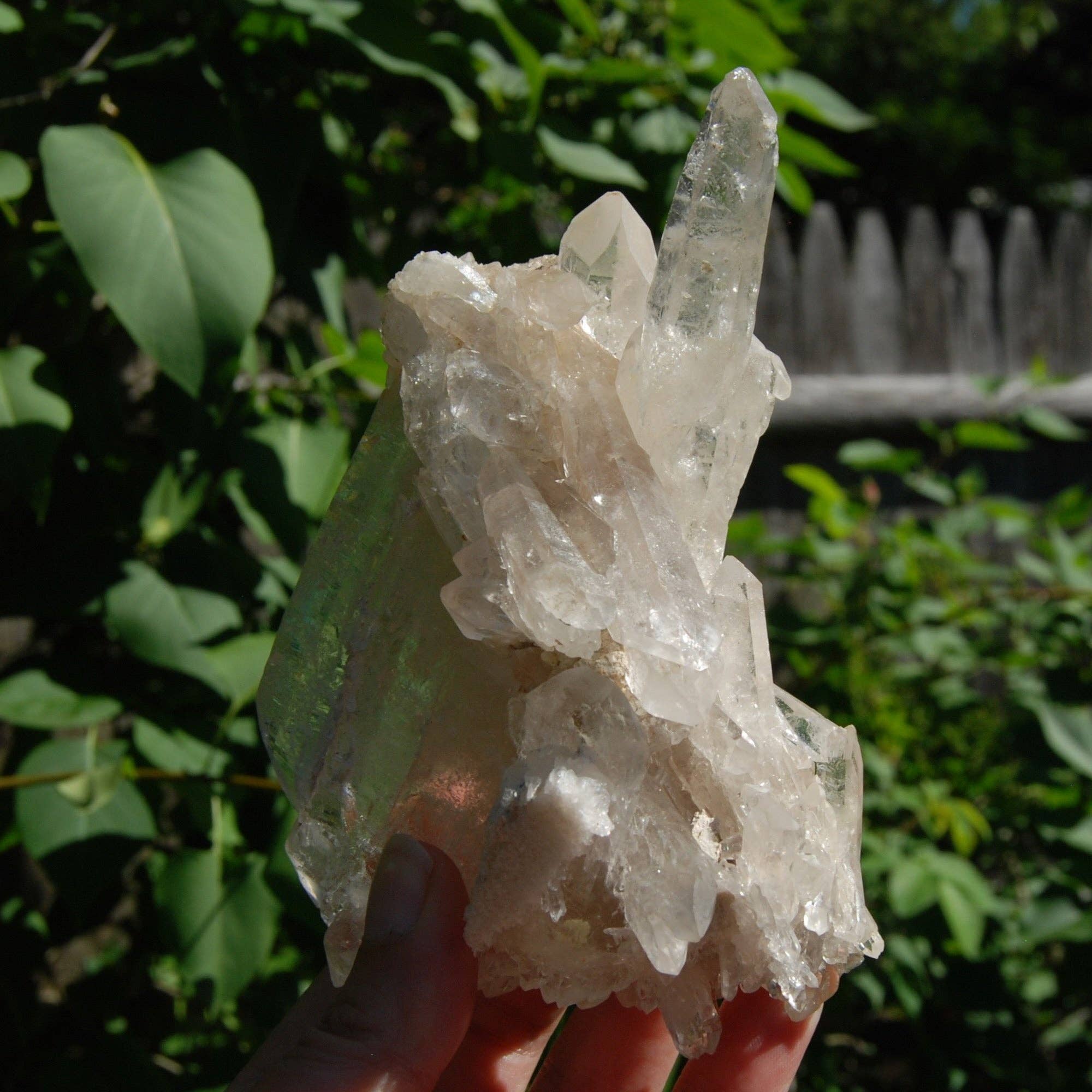 Caspar Curiosities - Wholesale Spiritual Stone/Crystal - 5.75in Ornate DT ET Clear Quartz Crystal Stacked Tabby Chain3