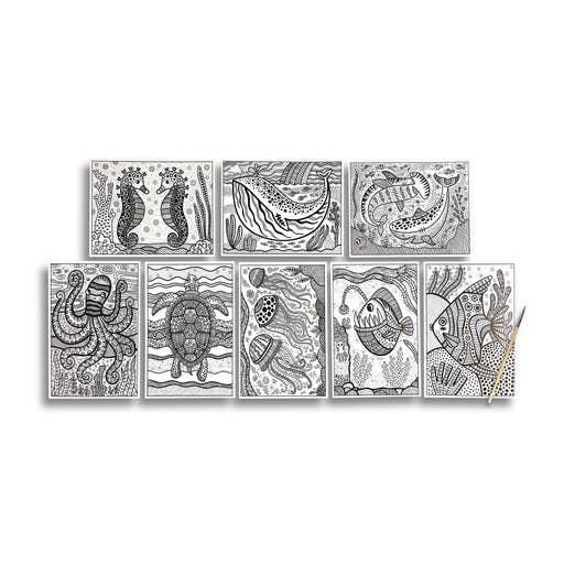 OOLY - Wholesale Art Set - Kids & Baby - Hidden Colors Magic Paint Sheets (9 PC Set)- Magic Ocean