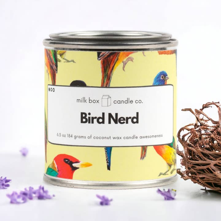 Milk Box Candle Co. - Wholesale Travel Candles - Bird Nerd - 100% Recyclable Coconut Wax Candle
