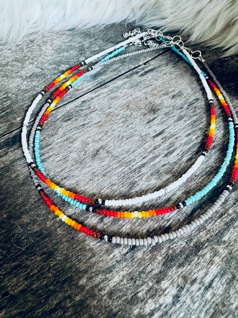 Wild Hancock Creations – Gargantilha/coleira por atacado – Gargantilhas de grão de sementes Fire Colors 3