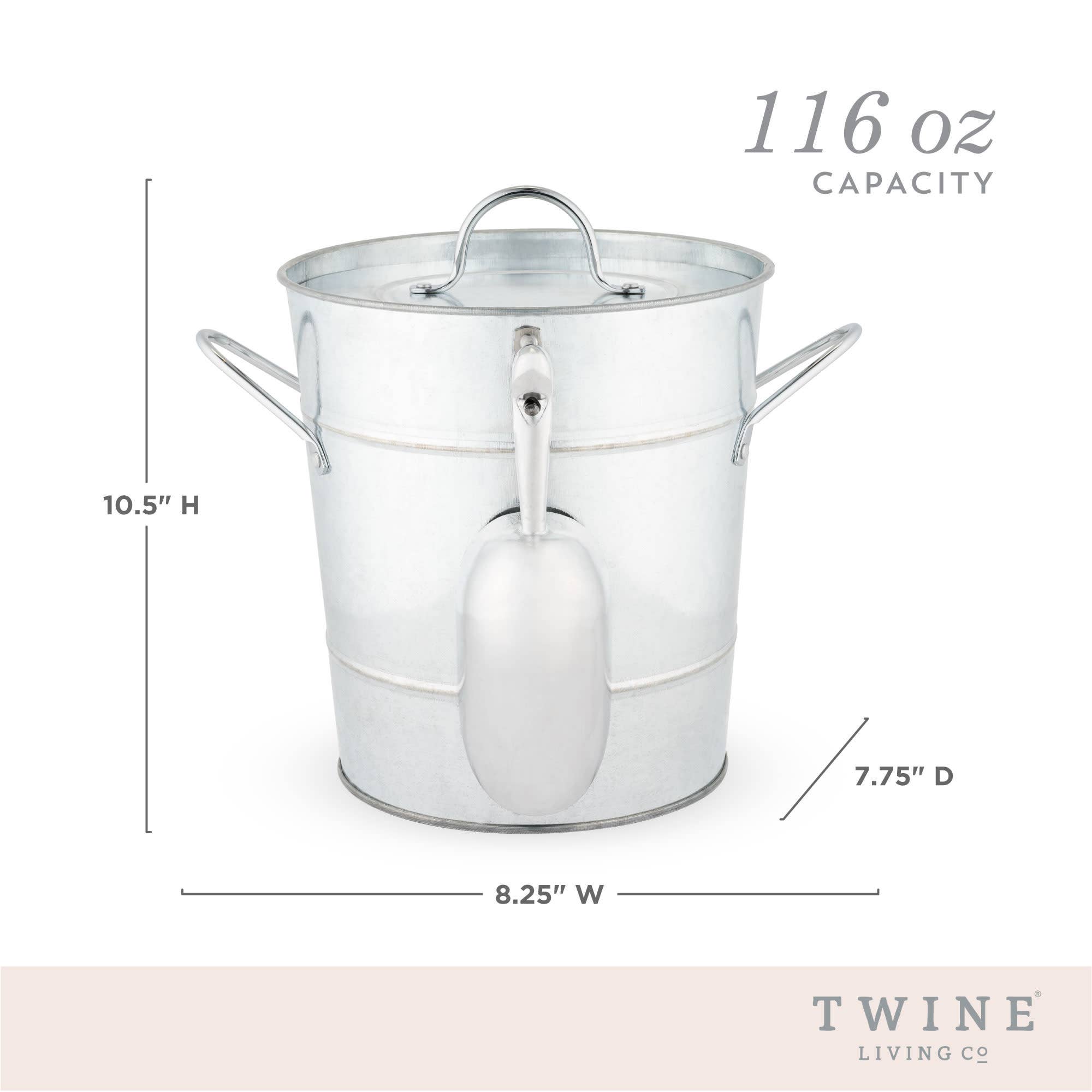 Twine - Wholesale Ice Bucket - Galvanized Metal Handled Ice Bucket with Lid and Ice Scoop6