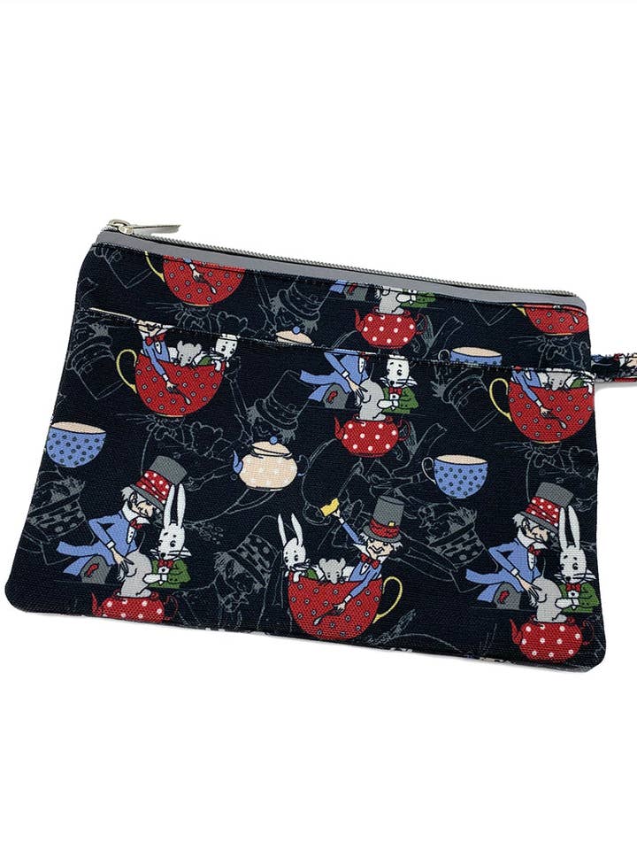 Mad Hatter Zipped Pouch for wholesale by Magnolia Lounge