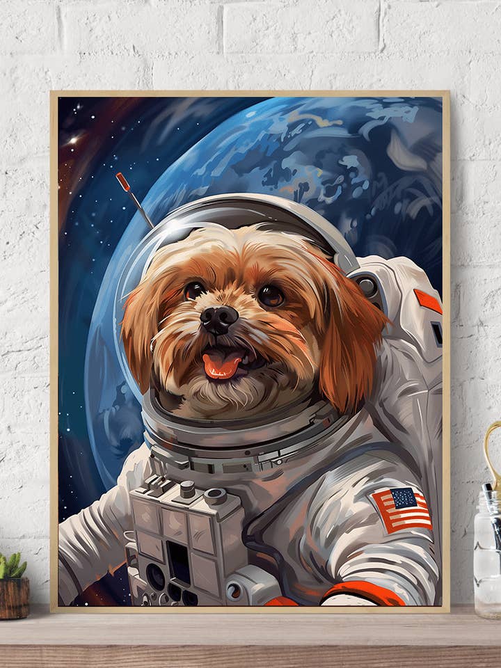 Shih Tzu Gold Nasa Astronaut Impressão artística em tela de parede por atacado de Arttique - Artistry Canvas Prints