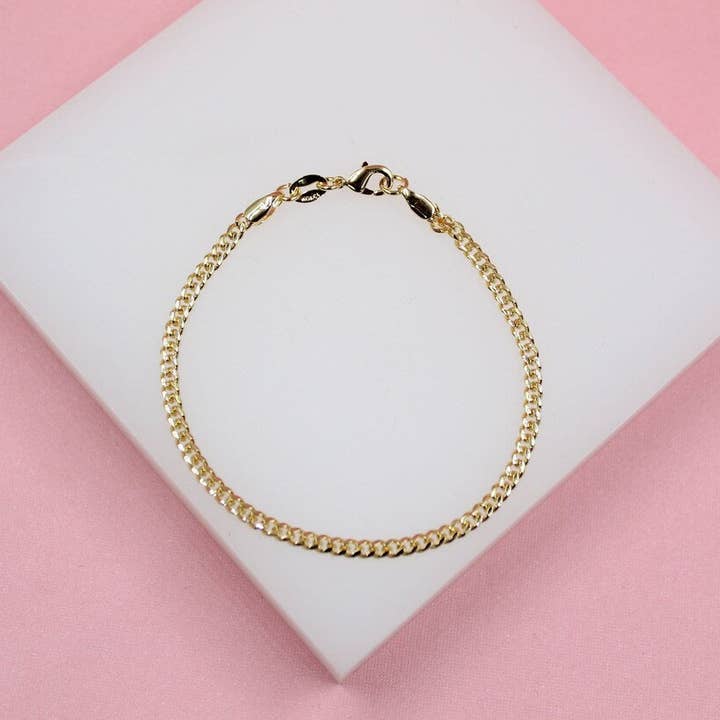 18K Gold Filled 3mm Diamond Cut Miami Cuban Bracelet (I420) for wholesale by MIA Jewelry
