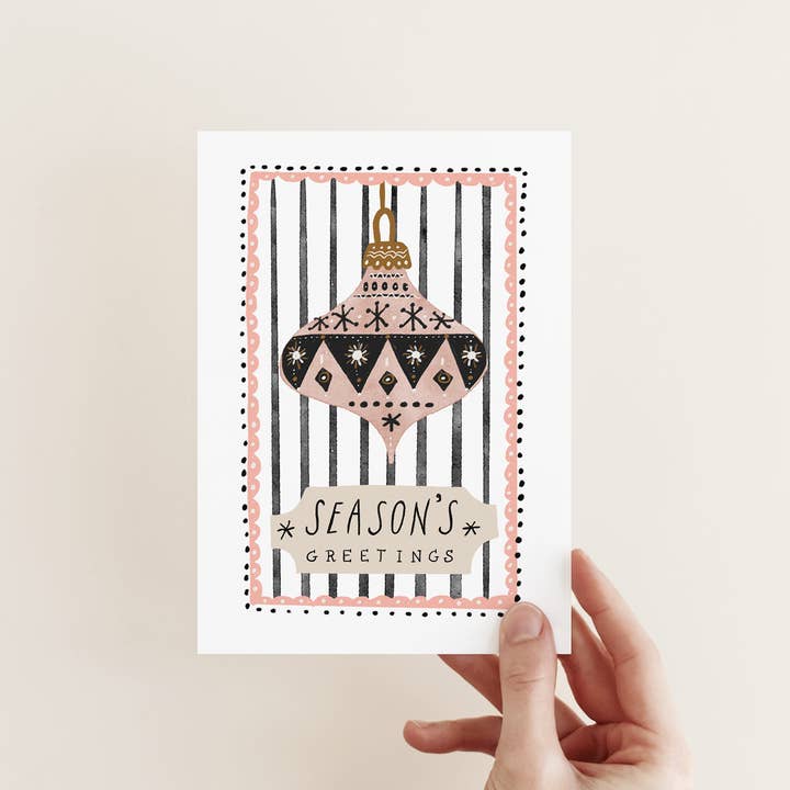 Bauble & Stripe | Christmas Card for wholesale by Juniper Press