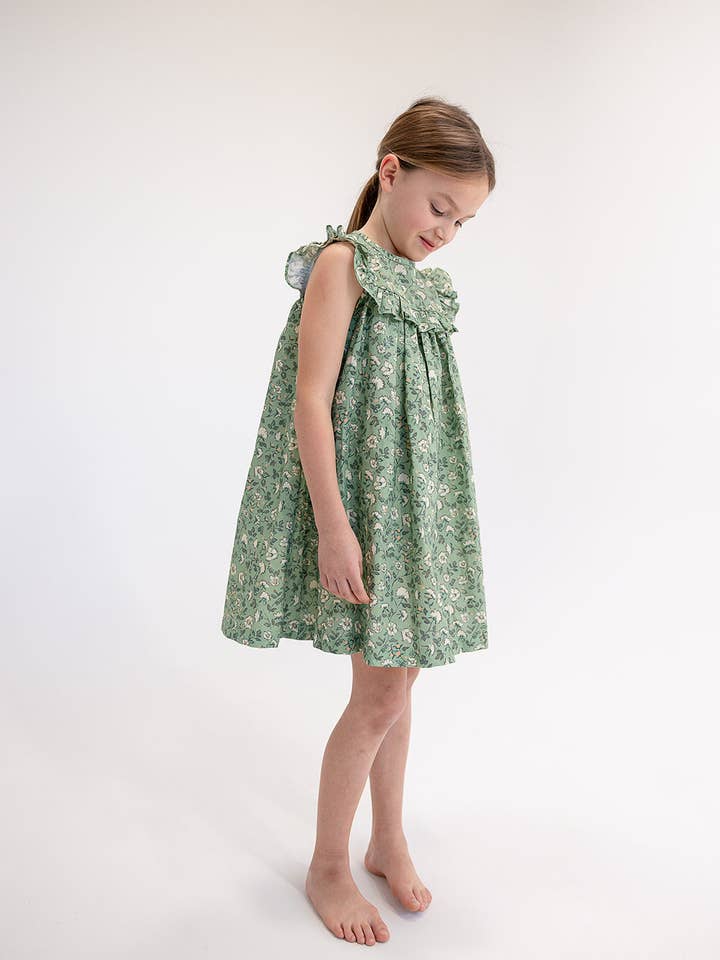 Vestito Senza Maniche Britta in Mimosa Flower Teal per la vendita all'ingrosso da parte di Sun House Children's
