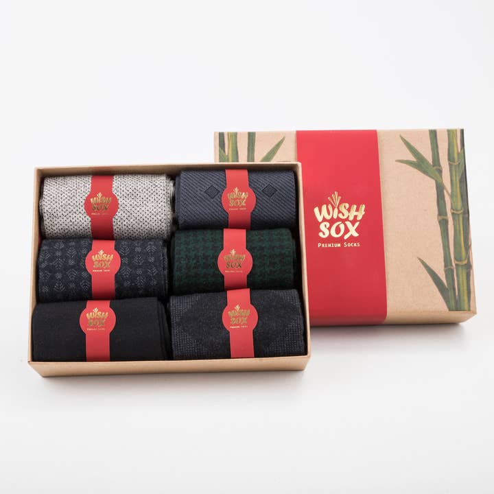 Natural Premium Bamboo Crew Socks Gift Box for Men – 6 Pairs for wholesale by ONESCK