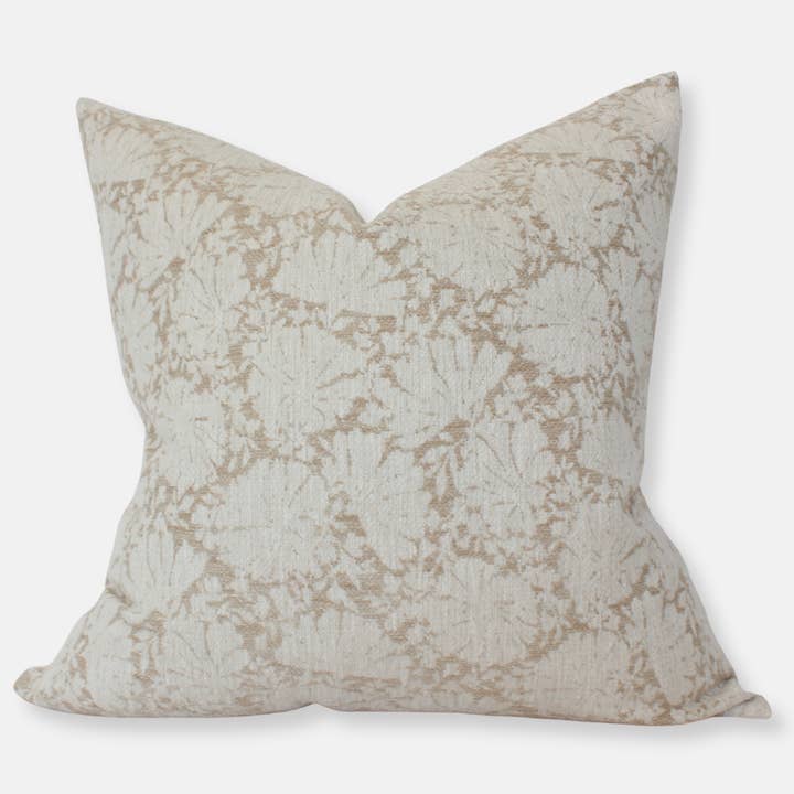 Cream Floral Throw Pillow Cover, Ivory Pillow | Evielle  for wholesale by Textileish