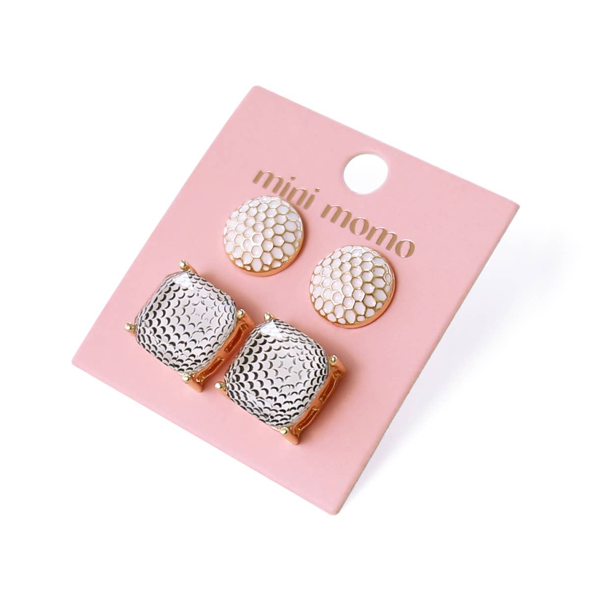Loven x Mini Momo - Wholesale Jewelry Set - Sports Earrings Game Day Cushion Square Studs Set - Golf3
