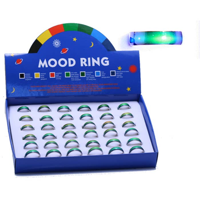 Peaceful Village Inc. - Wholesale Band/Stacked Ring - Plain Mood Metal Band Ring - 36 Ct. Refill - NO BOX INCLUDED