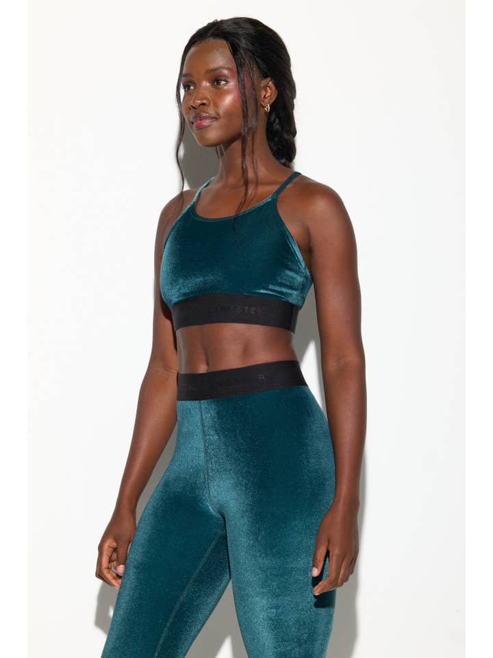 MIDNIGHT TEAL Velour Shiloh Bra for wholesale on Faire3