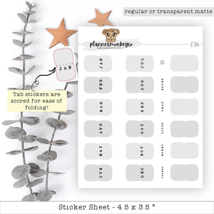 Mini-Monatsplaner-Tab-Kit - frei notiert für den Großhandel von Plannermonkeyco