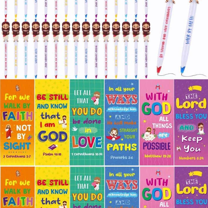 Swaary - Wholesale Pen - NEW ARRIVIAL-Jesus Ballpoint Pens with Bible Verse Bookmarks-W1