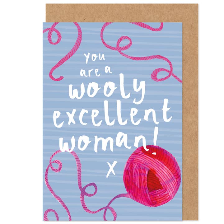 Cartão de Dia da Mãe Mulher Excelente de Lã - Croché, Tricô por atacado de Bow & Bell