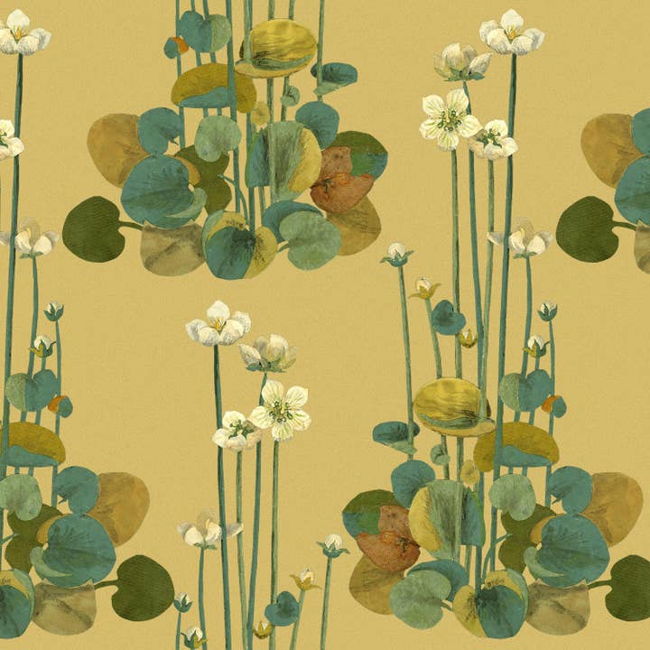 Parnassia - Papel de Parede Dourado por atacado de Detroit Wallpaper Co.