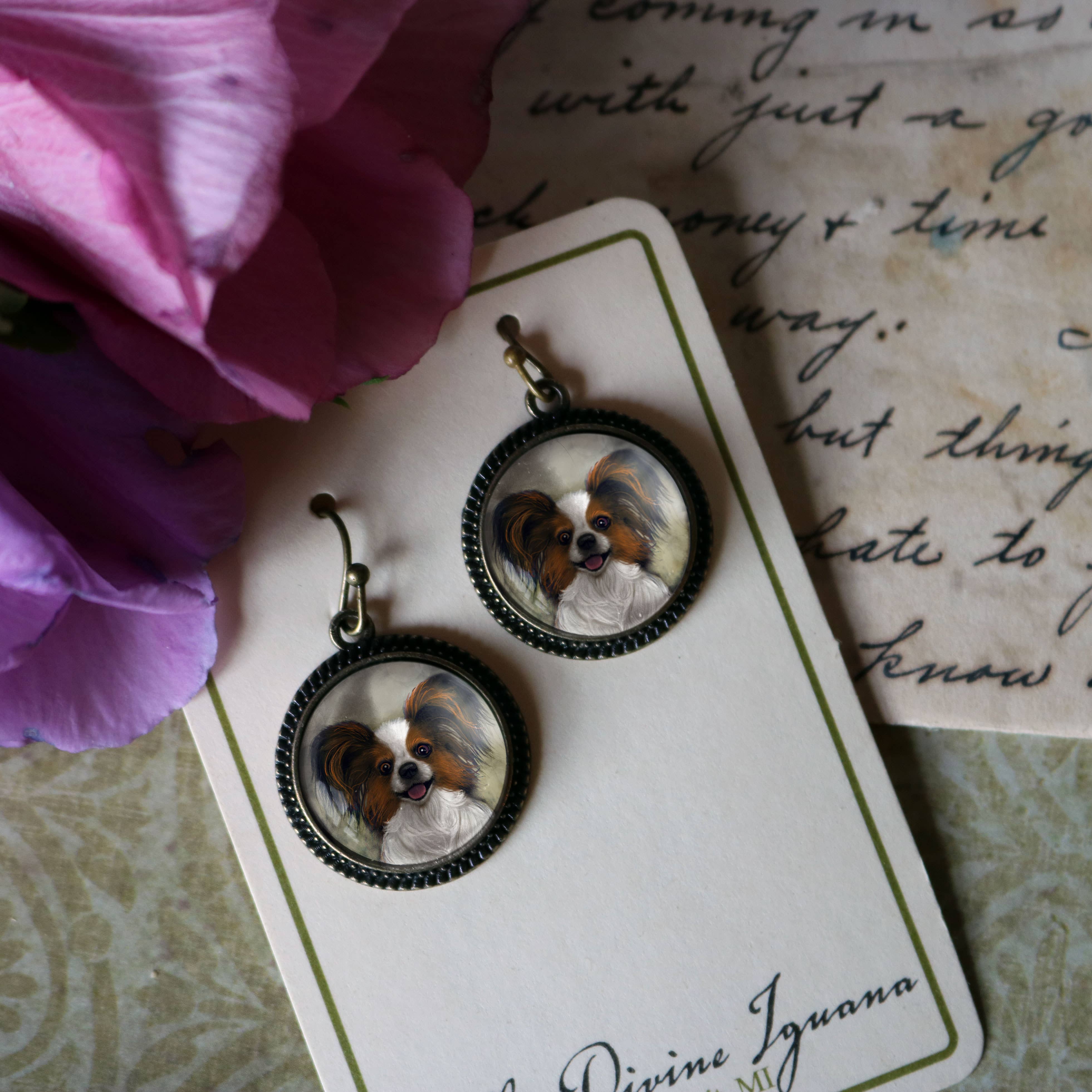 The Divine Iguana - Wholesale Dangle Earrings - Best Friends Papillon Dog Earrings 3