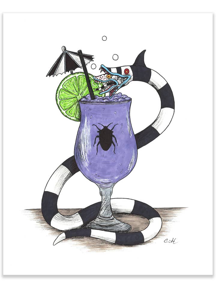 Hallowtiki Beetlejuice Sandworm Fine Art Print 5x7 or 8x10 for wholesale by Carrie Anne Hudson Art