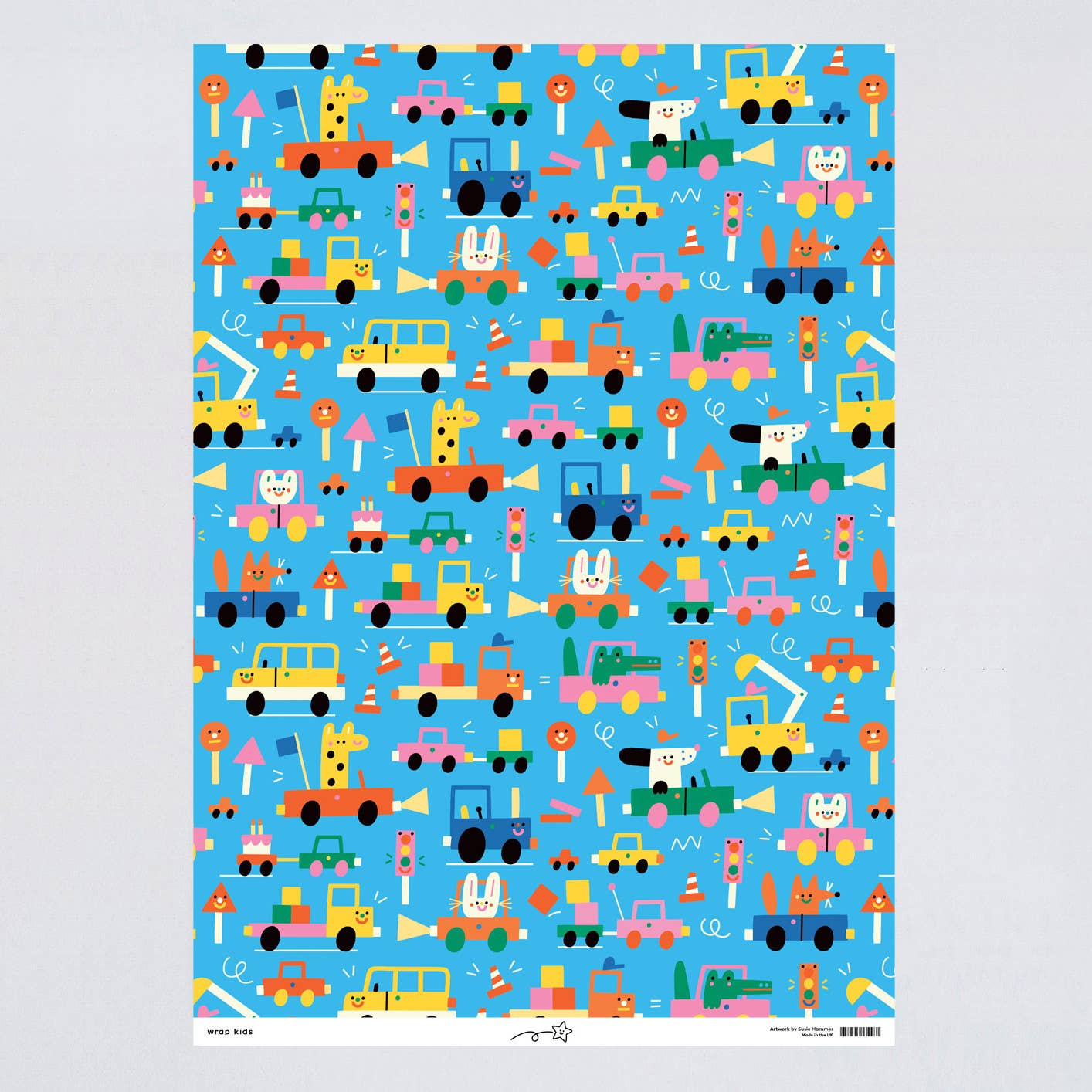 Wrap (US duties paid) - Wholesale Flat Wrap - Beep Beep Kids Gift Wrap4