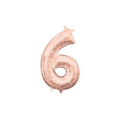 Party Expo, LLC - Wholesale Balloon - 16" Number 6 Rose Gold (Air-Filled)