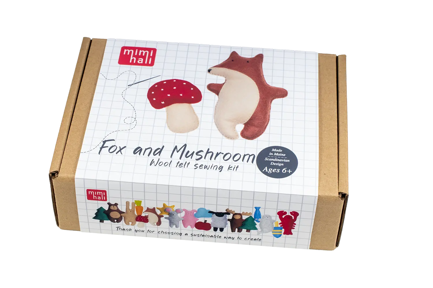 Mimihali - Wholesale Craft Sewing Kit - FLYNN THE FOX + MUSHROOM felt sewing kit2