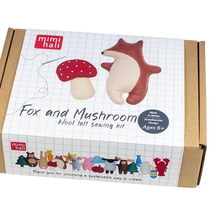 Mimihali - Wholesale Craft sewing kit - FLYNN THE FOX + MUSHROOM felt sewing kit2