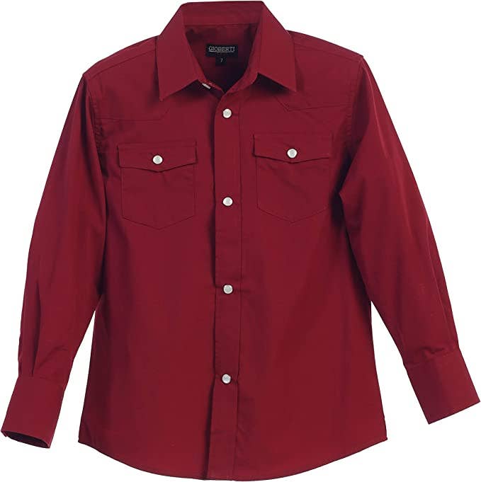 b-one inc - Wholesale Button Down Shirt - Men's - Men's Casual Western Solid Long Sleeve Shirt with Pearl Snaps GB-LS95W6