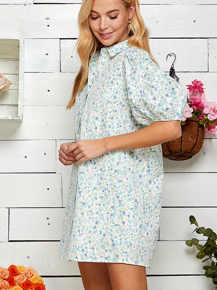 JURK MET BLOEMENSTRUCTUUR EN KNOOPSLUITING voor wholesale door Sweet Lemon