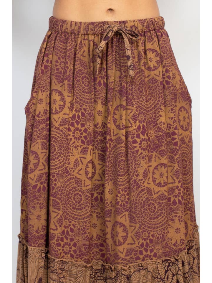 Lakhays Collection Inc. - Wholesale Skirt - Women's - Tiered Lace Print Maxi Skirt3