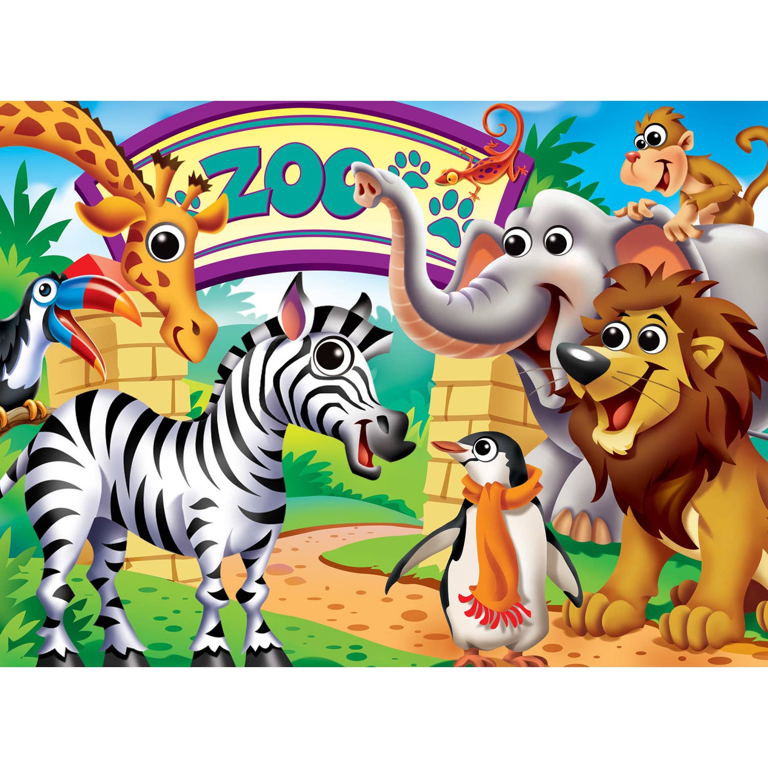 Masterpieces Puzzles - Wholesale Puzzle - Kids - Googly Eyes - Zoo Animals 48 Piece Puzzle1