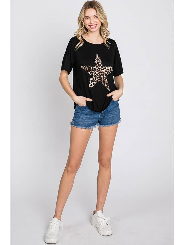 HEIMISH - Vendita all'ingrosso Tunica - Donna - ST1877-11 TOP CON STAMPA ANIMALE LEOPARDO E PATCH A STELLA6