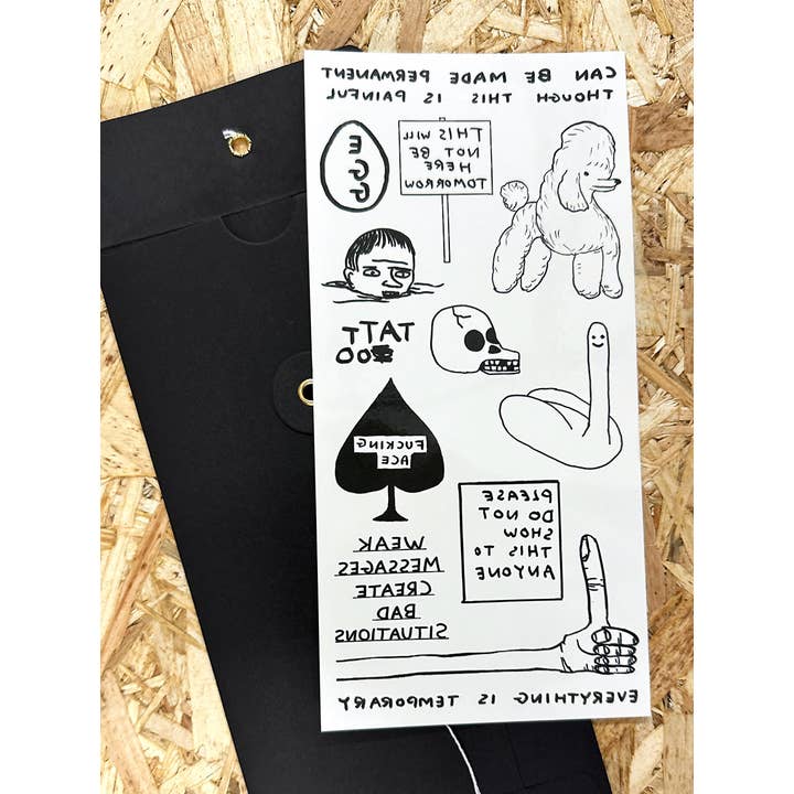 David Shrigley x Brainbox Candy – Großhandel Temporäre Tattoos – Lustiges Geschenk – David Shrigley Temporäre Tattoos – 13 Designs3