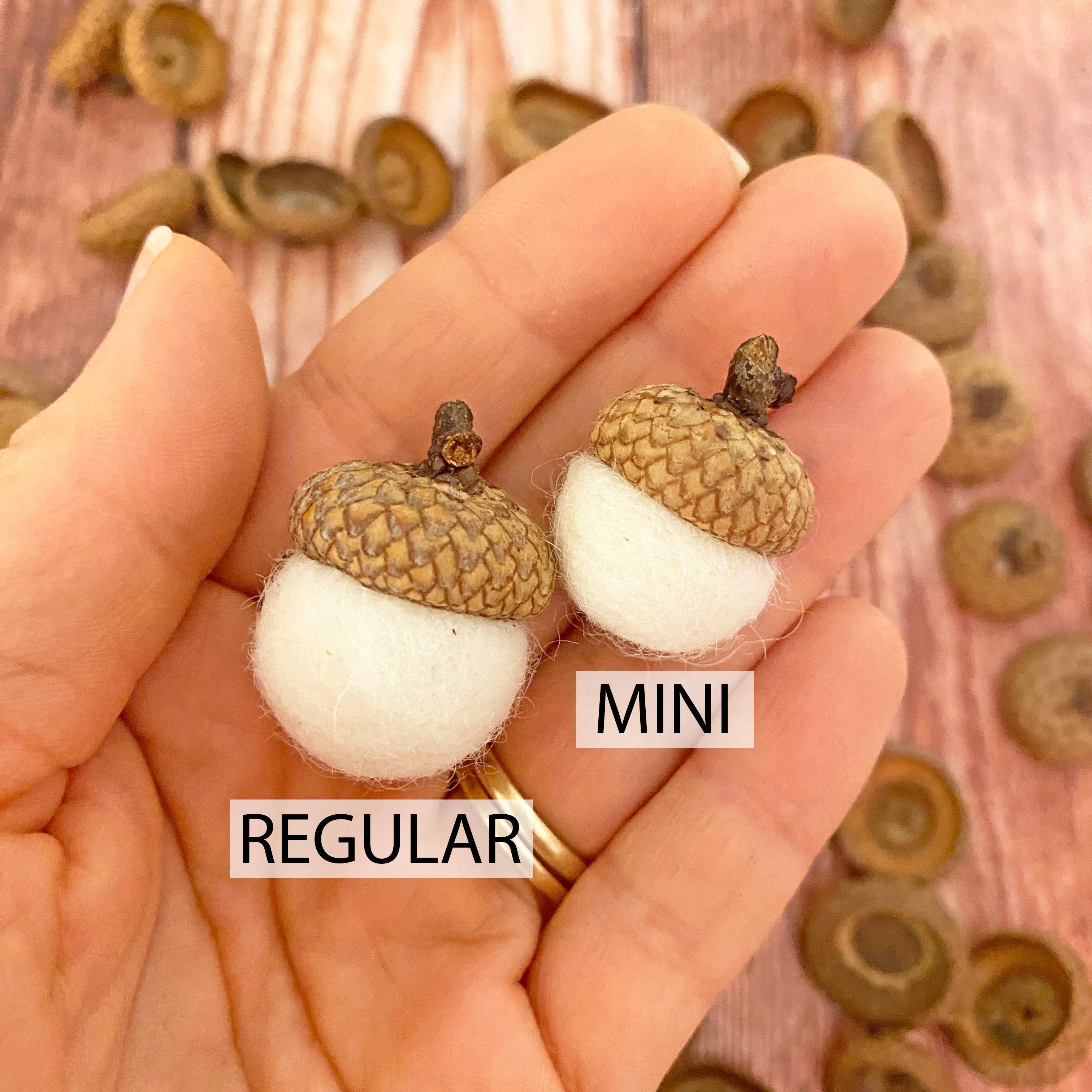 Oakwind Hollow - Wholesale Decorative Tabletop Object - MINI Felt Wool Acorns Fresh Cream1