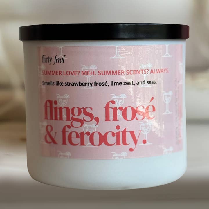 Flings, Frosé & Ferocity Soy Candle for wholesale by Organic Soak